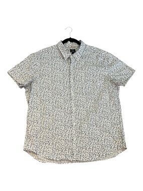 J. Crew Flex Wash Short-Sleeve Floral Print Shirt - White/Navy Size XL